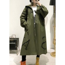 2019 army green coat plus size long fall coat hooded pockets zippered outwear