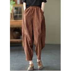 Coffee Corduroy harem Pants elastic waist Spring