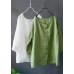 DIY linen green tunic top boutique Solid Color Single Breasted Reversible Blouse