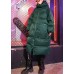 Luxury green winter parkas Loose fitting snow jackets winter hooded zippered coats