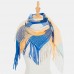 Women Tie  dyed Contrast Color Stripe Lattice Pattern Tassel Winter Keep Warm Multi  purpose Scarf Shawl