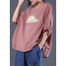 Handmade o neck cotton Long Shirts Inspiration pink prints top summer