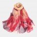 Women Georgette Colored Flower Printing Elegant Long Thin Silk Scarf Shawl