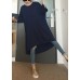 Women o neck low high design Cotton dresses Sleeve navy Dresses