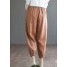 Orange Loose Cotton Pants Pockets Summer