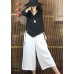 Simple black v neck linen shirts women asymmetric hem Plus Size Clothing fall shirts