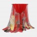 Women Georgette Colored Flower Printing Elegant Long Thin Silk Scarf Shawl