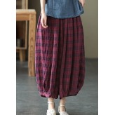 Casual Red elastic waist drawstring Cotton Pants Spring