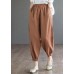 Orange Loose Cotton Pants Pockets Summer